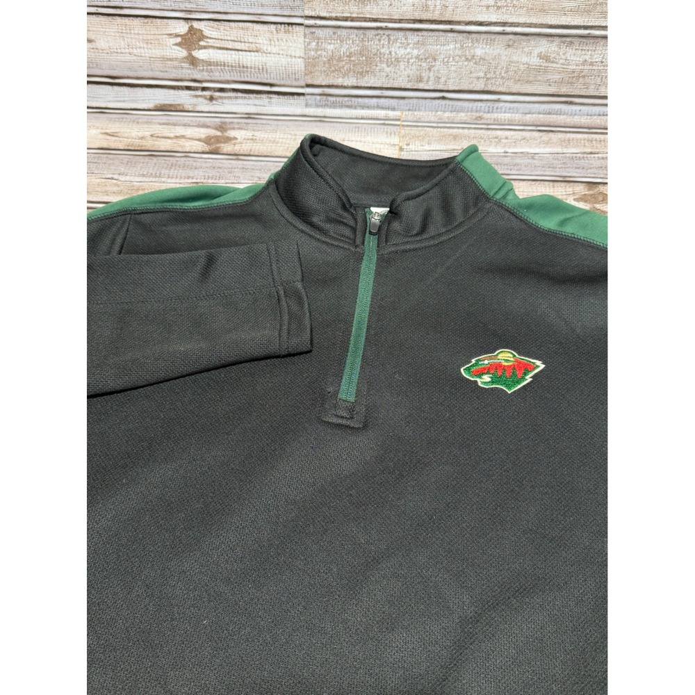 NHL‎ Minnesota Wild Mens Medium Quarter Zip Pullover Black Green